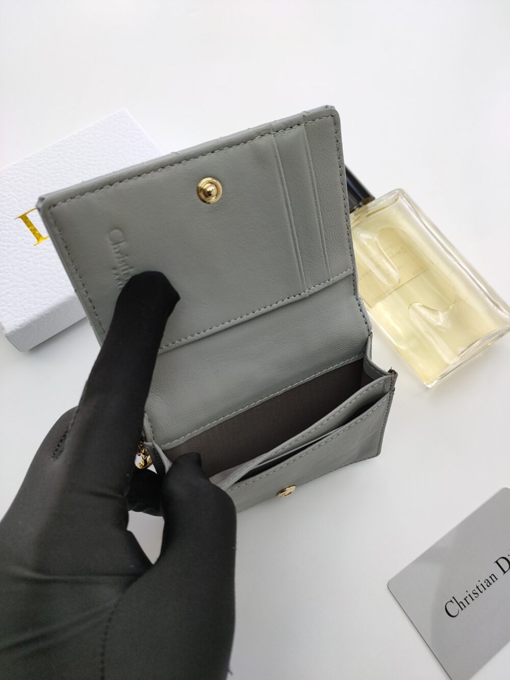 Alternative view of DIOR LADY MINI WALLET GRAY CANNAGE 10.5CM