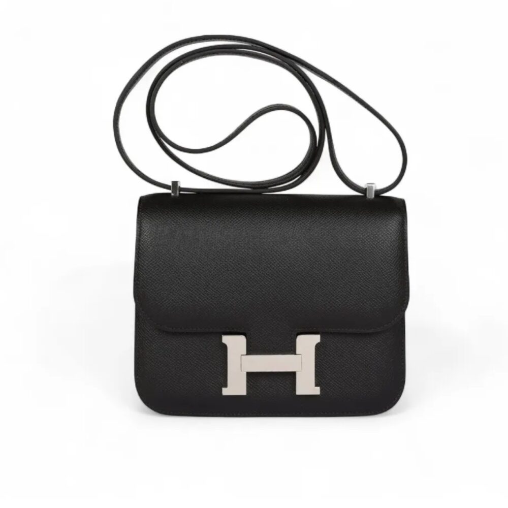 HERMES CONSTANCE 18 EPSOM BLACK SILVER HARDWARE 18CM