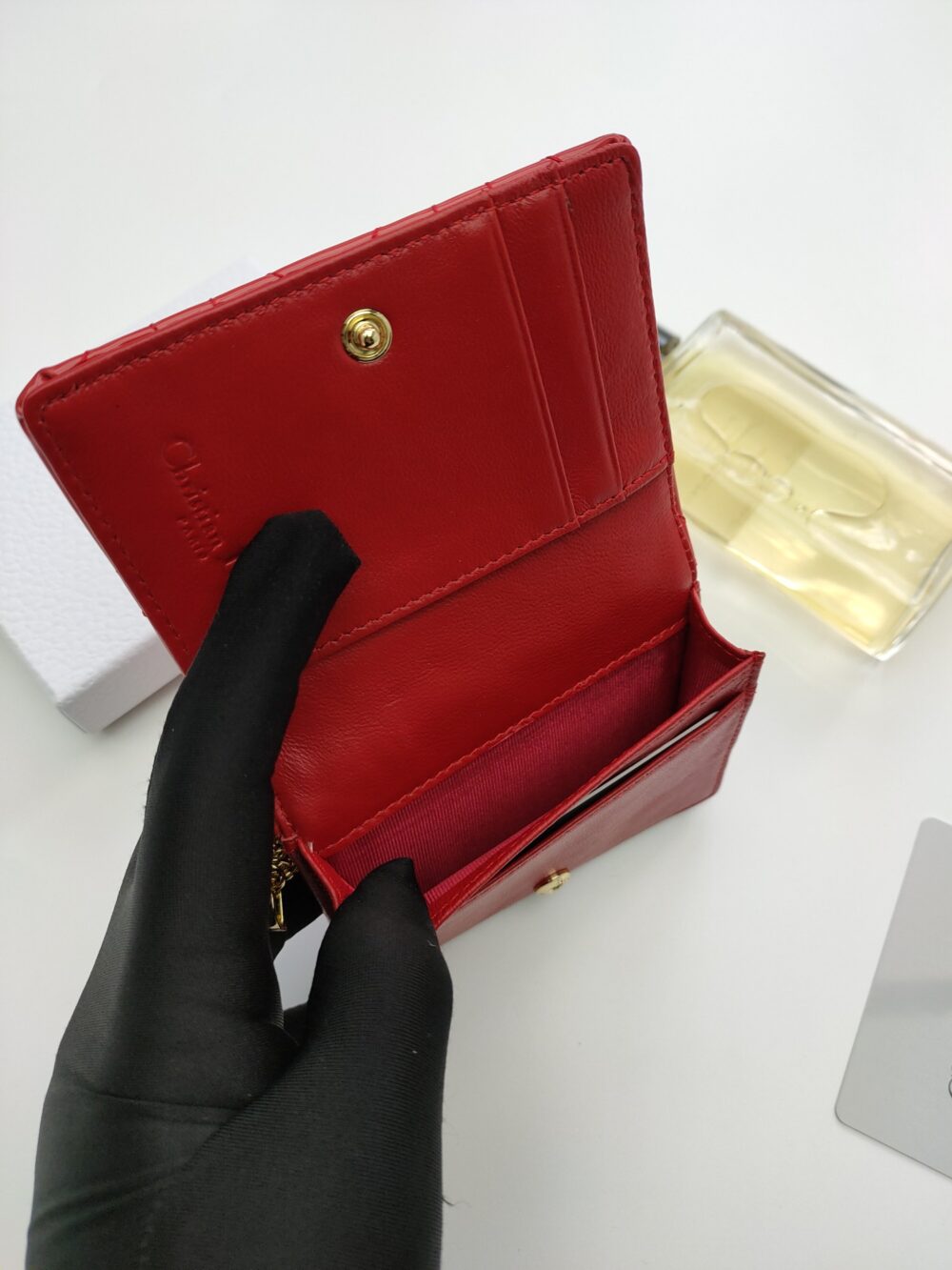 Alternative view of DIOR LADY MINI WALLET RED CANNAGE 10.5CM