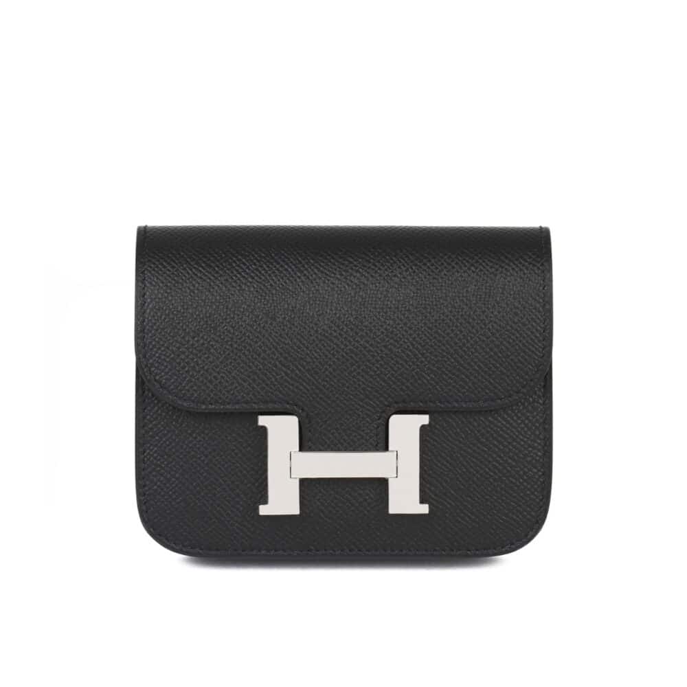 HERMES CONSTANCE SLIM WALLET NOIR 12CM H082060CK89