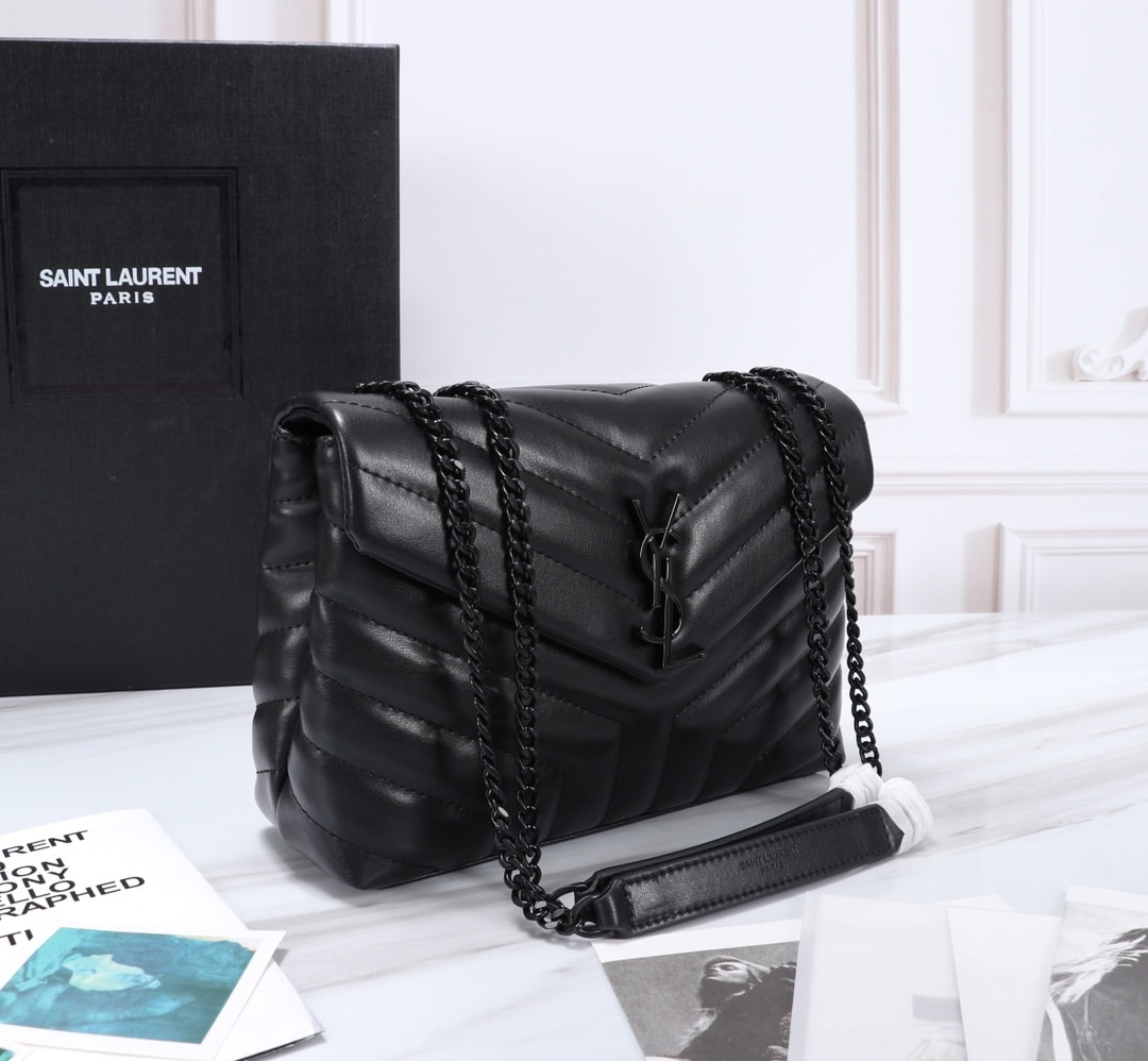 SAINT LAURENT LOULOU SMALL CHAIN BAG IN MATELASSÉ Y BLACK NOIR 23CM 494699DV7281000 - Image 4