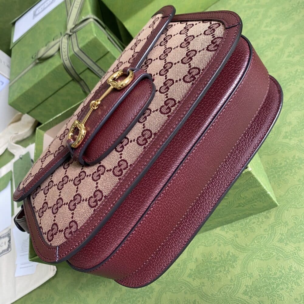 GUCCI HORSEBIT 1955 ORIGINAL GG SHOULDER BAG BURGUNDY 25CM 602204 9Y9NG 9865 - Image 7