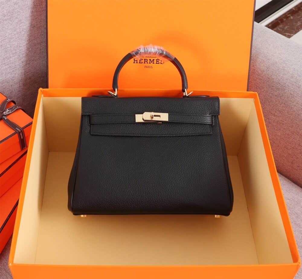 Alternative view of HERMES KELLY SELLIER 25 EPSOM GOLD HARDWARE BLACK 25CM