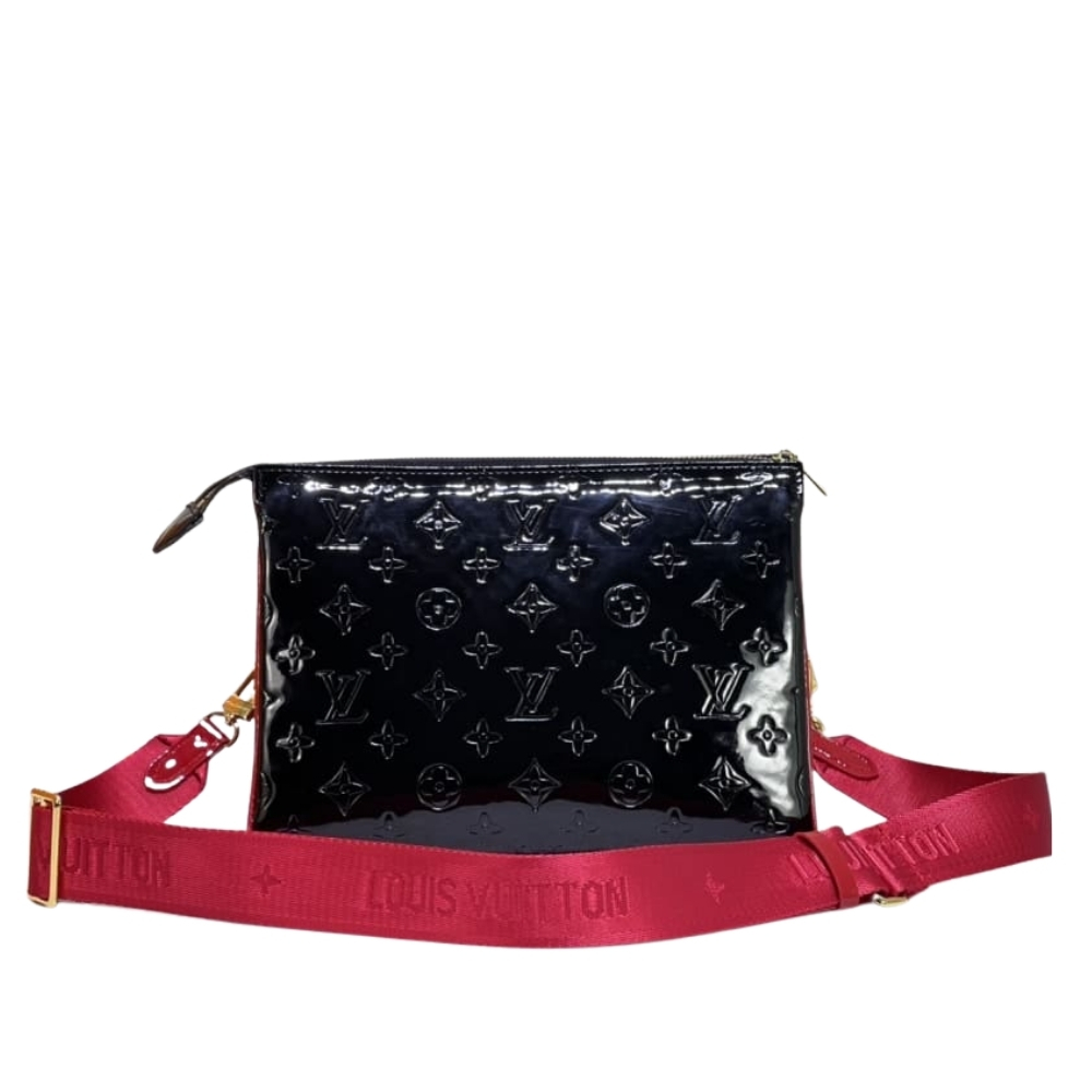 LOUIS VUITTON COUSSIN PM BAG BLACK RED 26CM