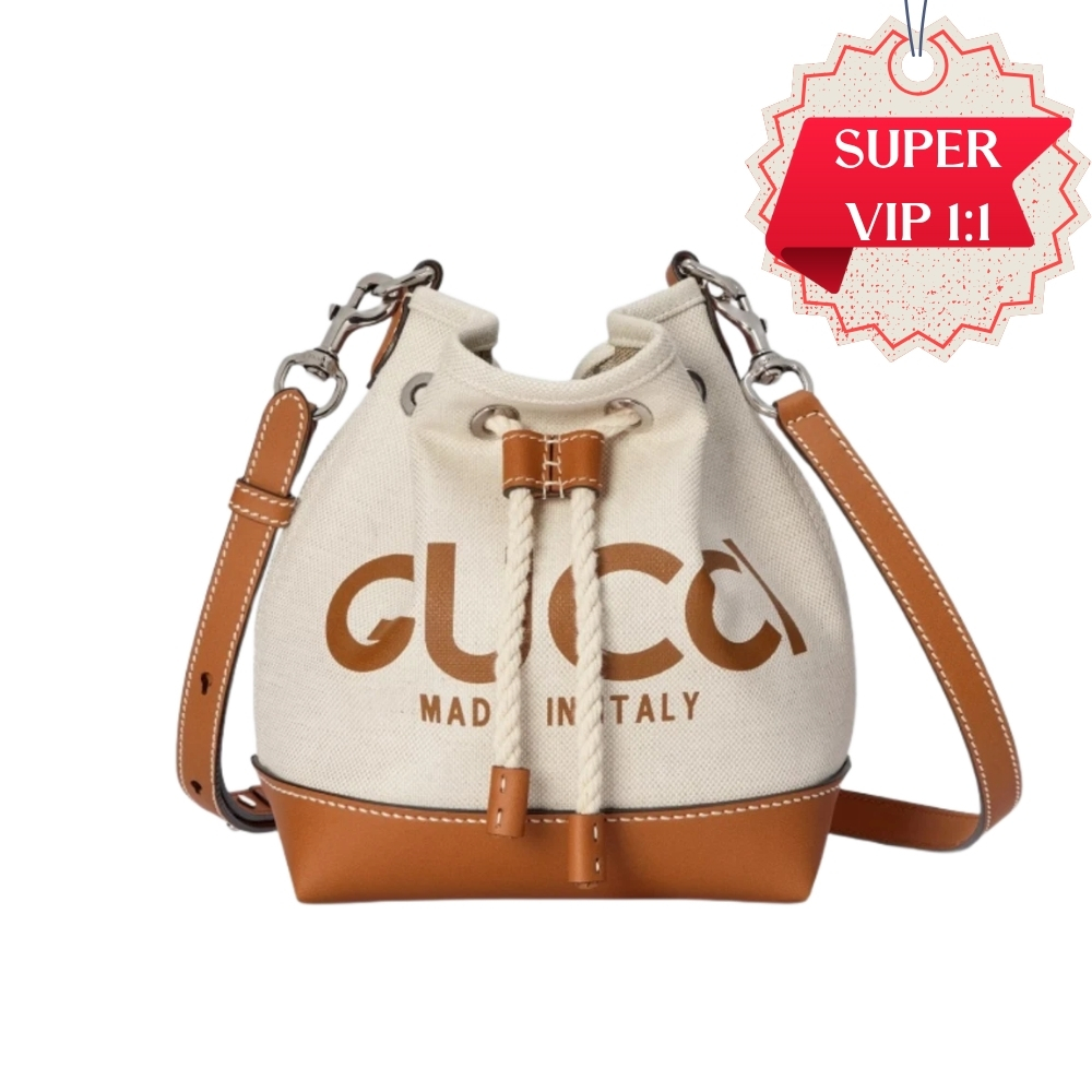 [SUPER VIP 1:1] GUCCI MINI SHOULDER BAG WITH PRINT COTTON LINEN CANVAS BROWN 23CM ‎777166 FACV3 8455