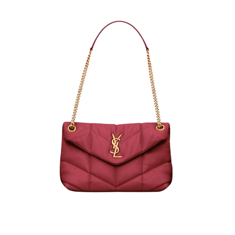 Saint Laurent Puffer Small In Leather Gold Hardware Red 29Cm