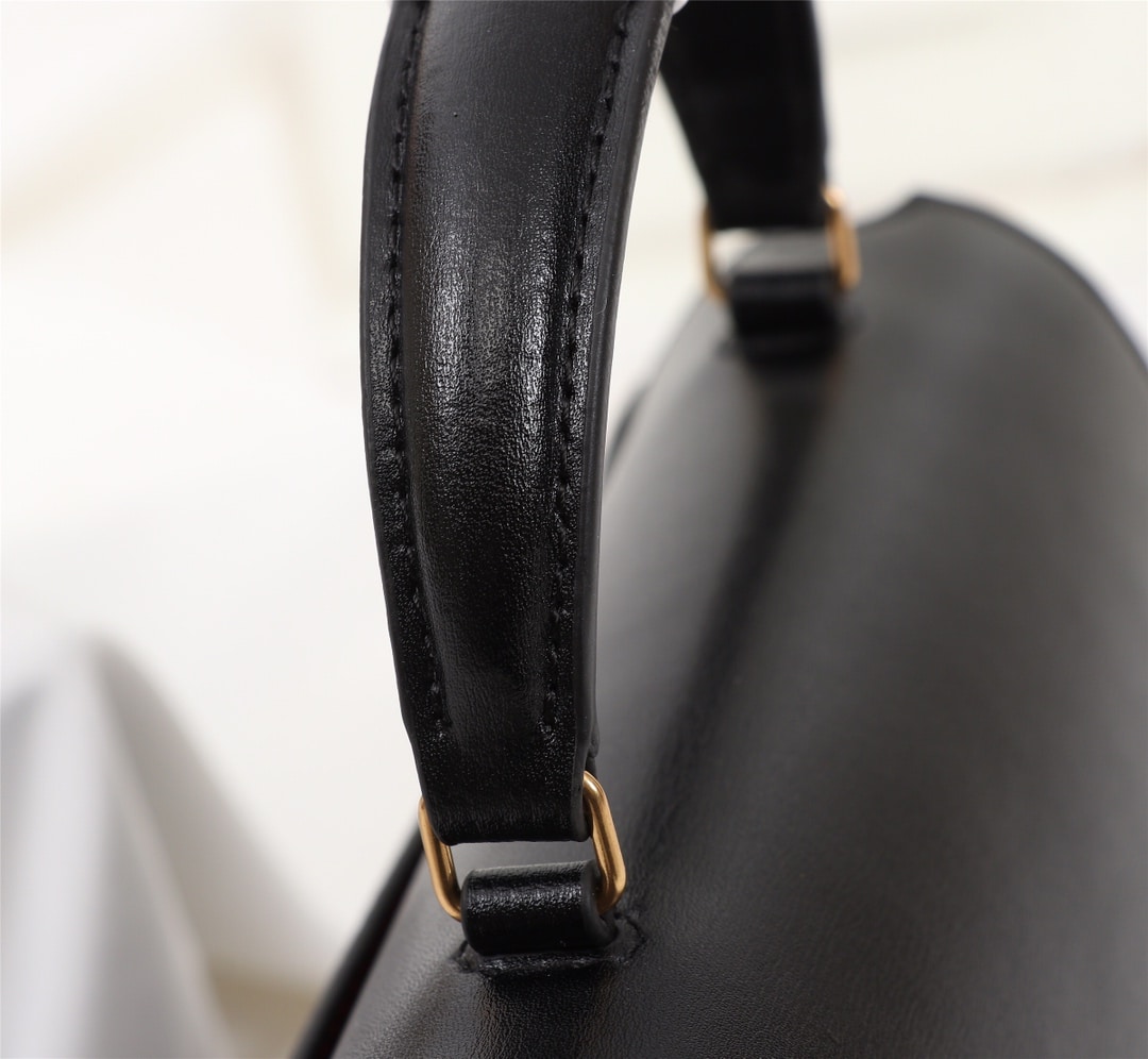 SAINT LAURENT CASSANDRA MEDIUM TOP HANDLE BAG BLACK GOLD 24CM 623931BOW0W1000 - Image 4