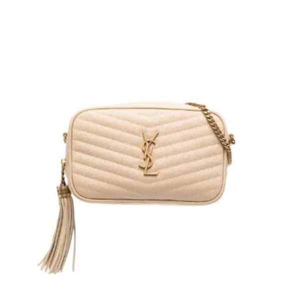 SAINT LAURENT LOU CAMERA BAG IN QUILTED LEATHER BEIGE 18CM