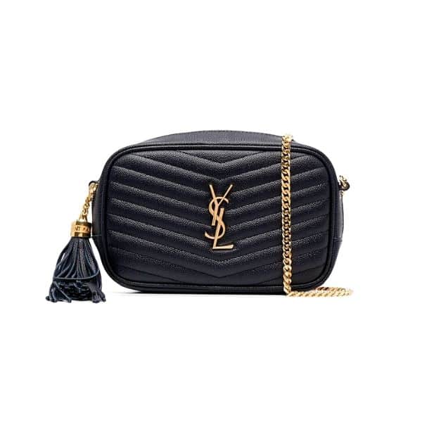 SAINT LAURENT LOU CAMERA BAG IN QUILTED LEATHER GOLD HARDWARE BLACK 18CM