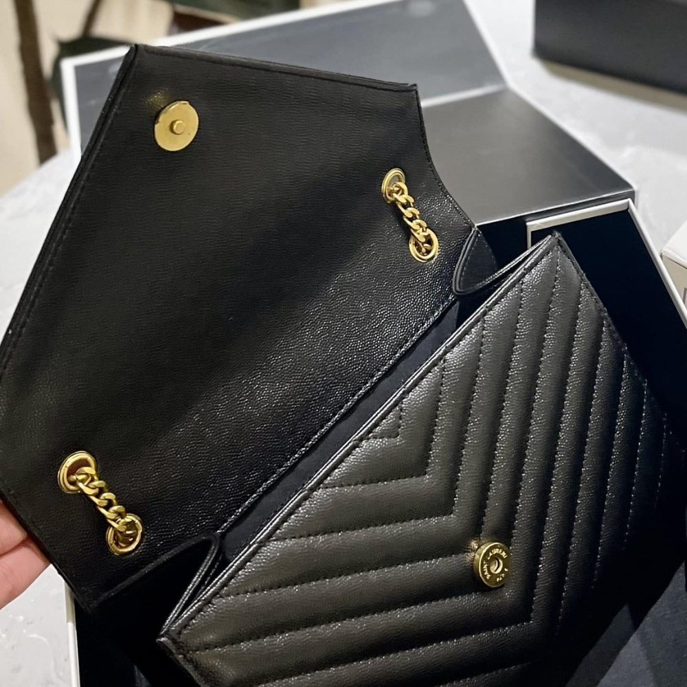 SAINT LAURENT CASSANDRE MATELASSÉ LEATHER FLAP BAG BLACK 24CM - Image 9