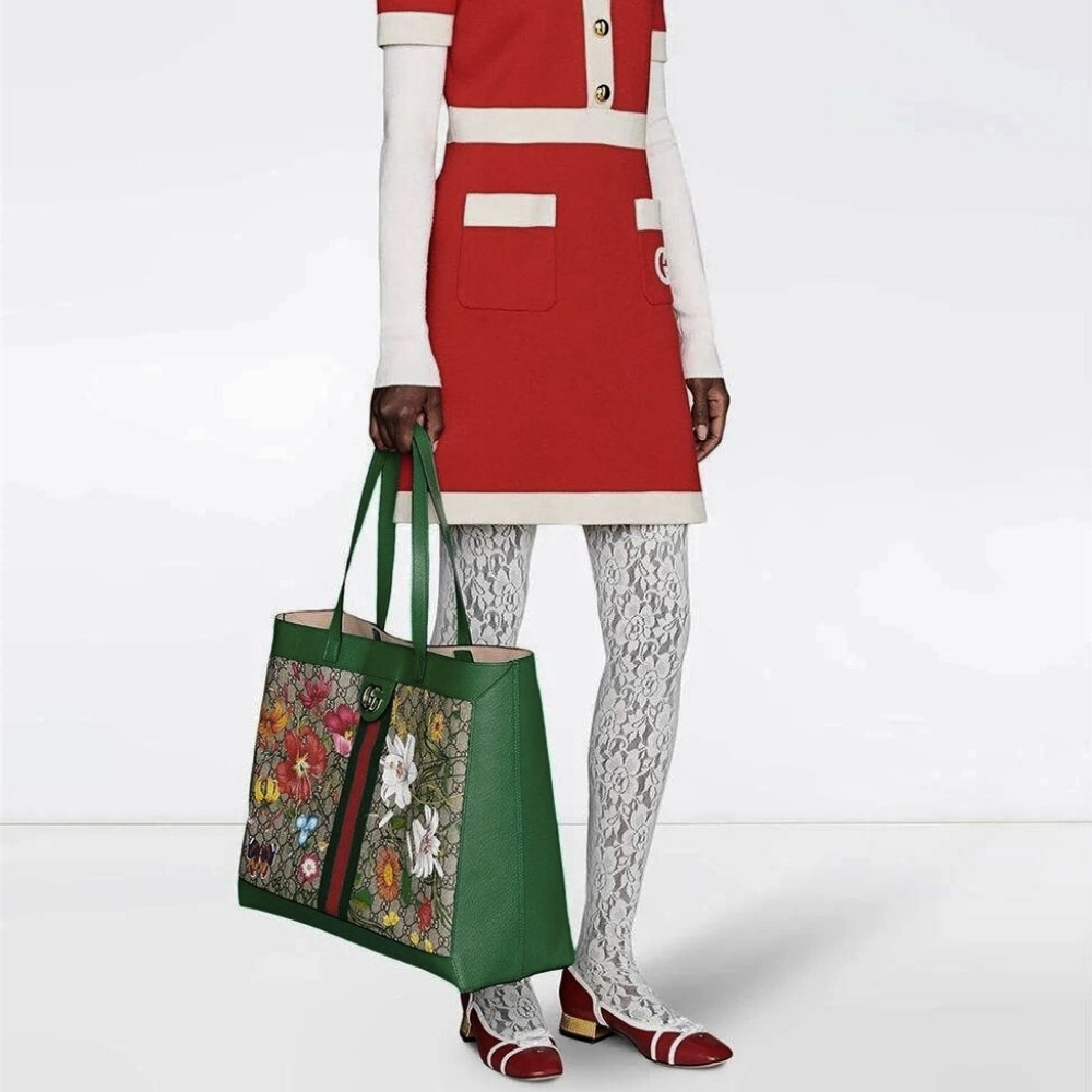 Gucci Ophidia GG Flora Medium Tote Bag Dark Green 44Cm 547947 HWHAE 8709 - Image 10