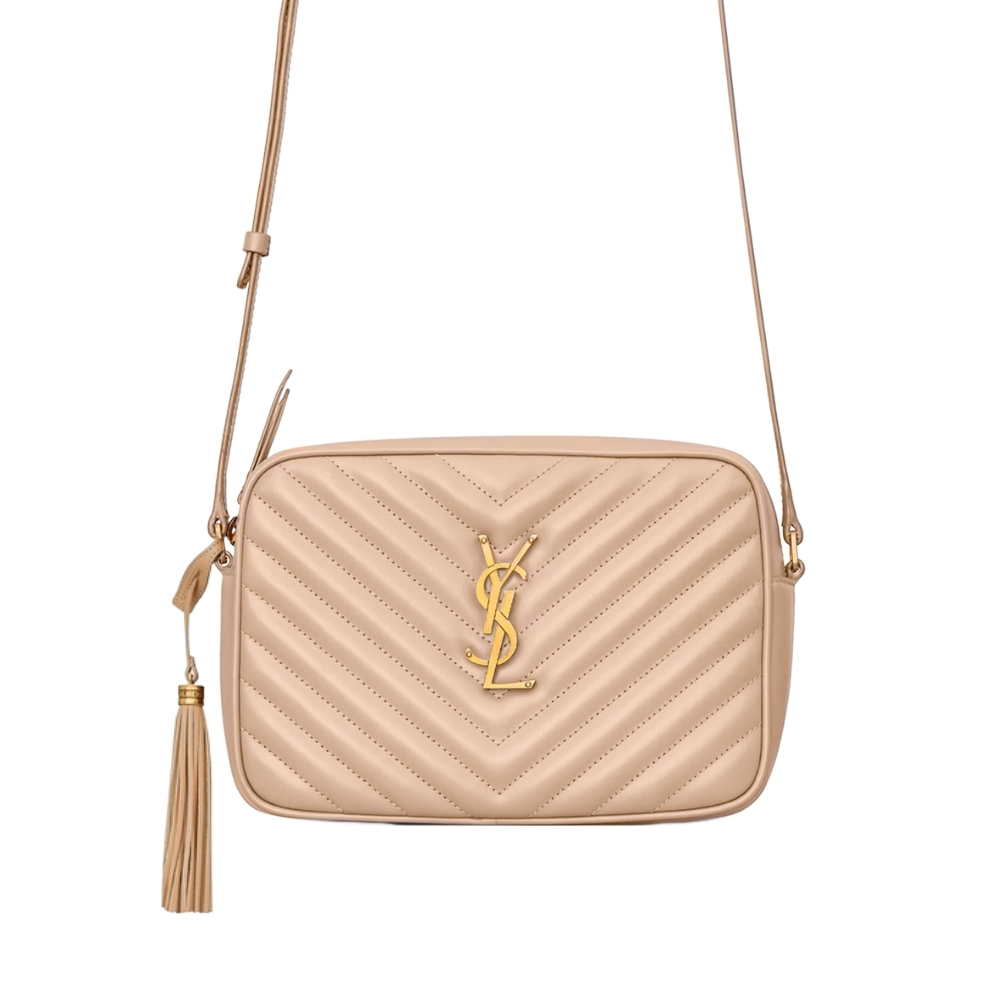 SAINT LAURENT LOU CAMERA BAG IN QUILTED LEATHER BEIGE GOLD 23CM 612544DV7072721