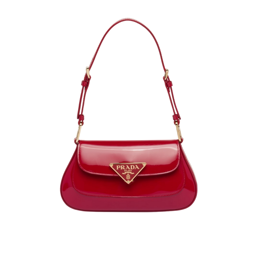 PRADA PATENT LEATHER SHOULDER BAG IN CHERRY RED 25CM 1BD355 069 F0E06 V HTO