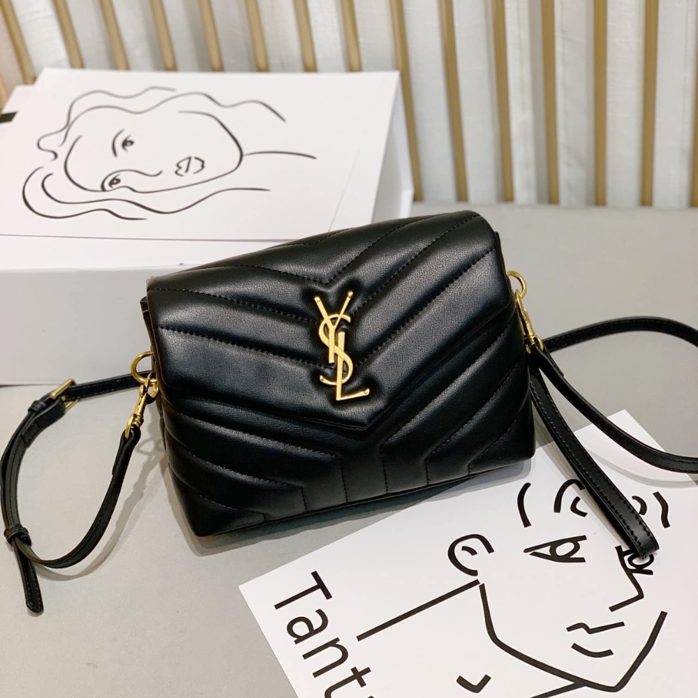 Alternative view of SAINT LAURENT LOULOU TOY STRAP BAG IN QUILTED LEATHER BLACK 20CM 678401DV7071000