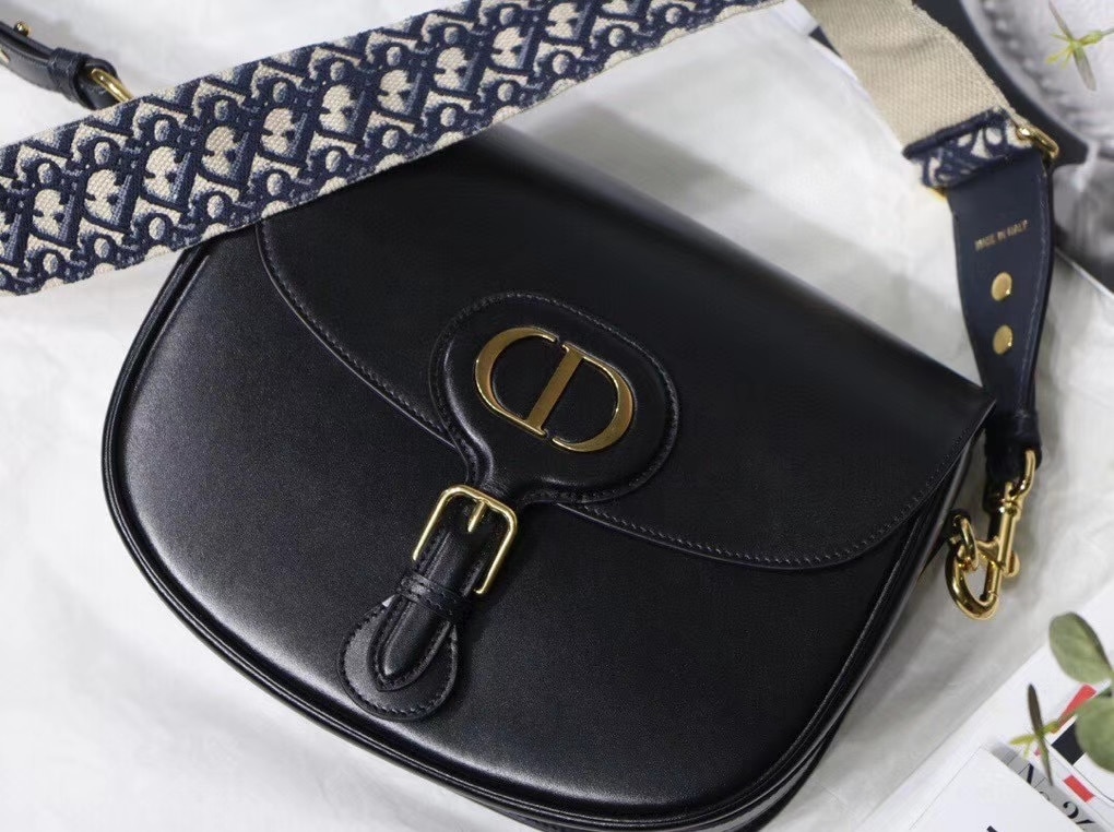 DIOR LARGE BOBBY BAG BLUE DIOR OBLIQUE EMBROIDERY BLACK 27CM M9320UMOB M941 + LEATHER STRAP - Image 4