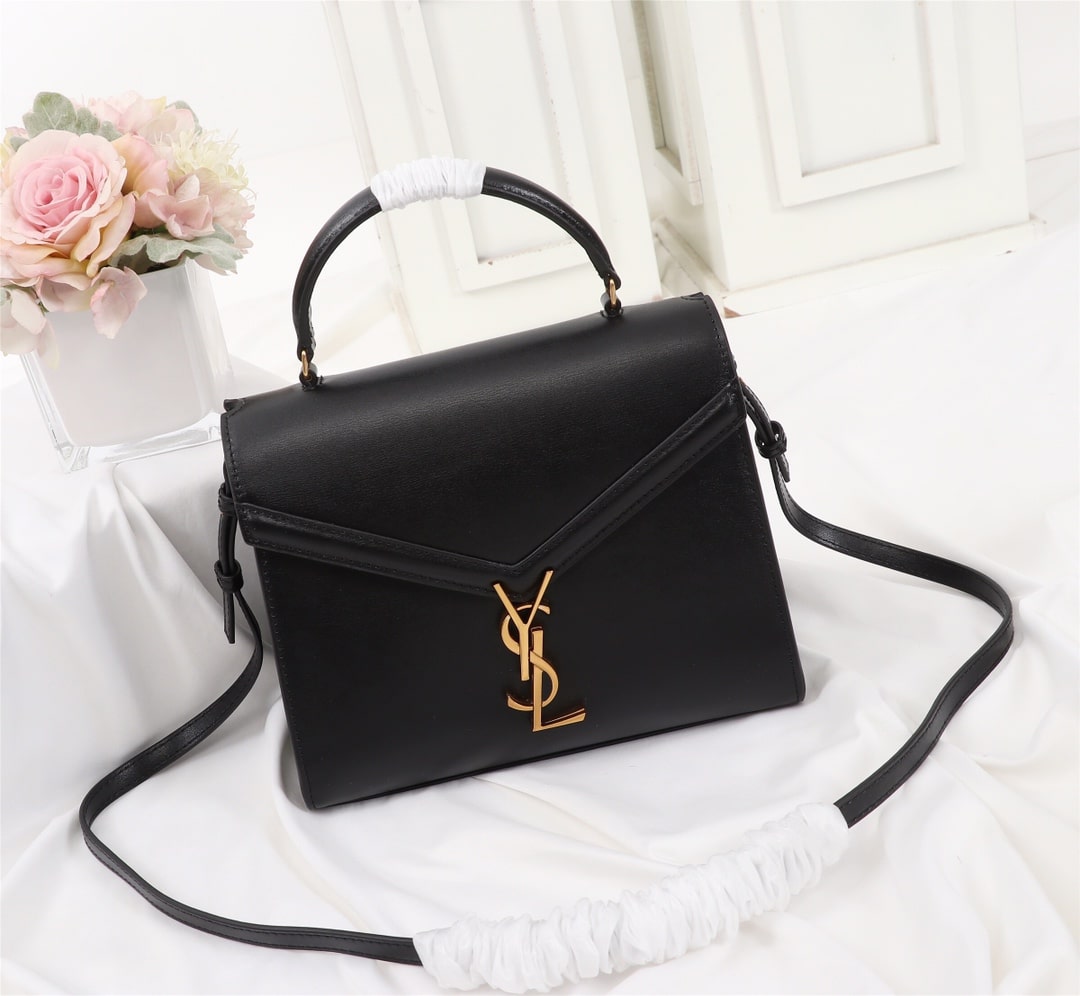 SAINT LAURENT CASSANDRA MEDIUM TOP HANDLE BAG BLACK GOLD 24CM 623931BOW0W1000 - Image 10