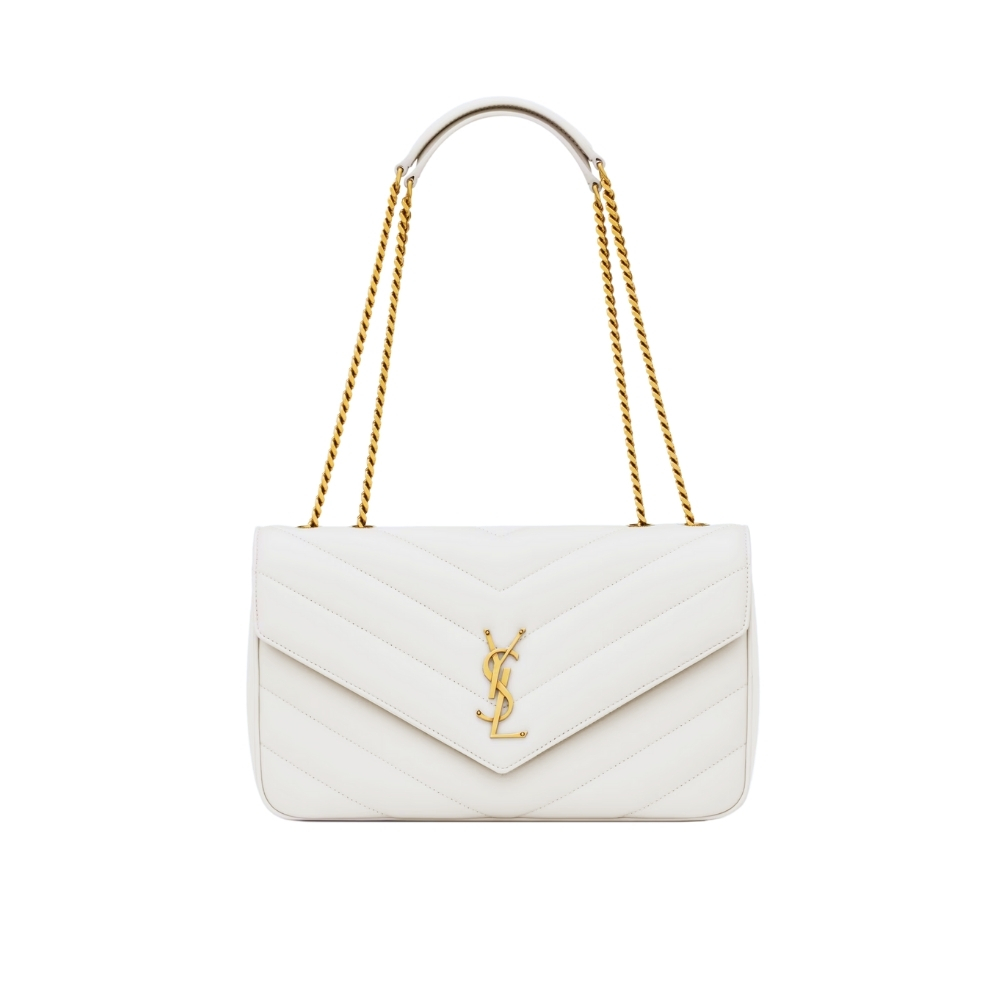 Saint Laurent LouLou Medium In Metalasse White 29Cm 801439AAEAX9207