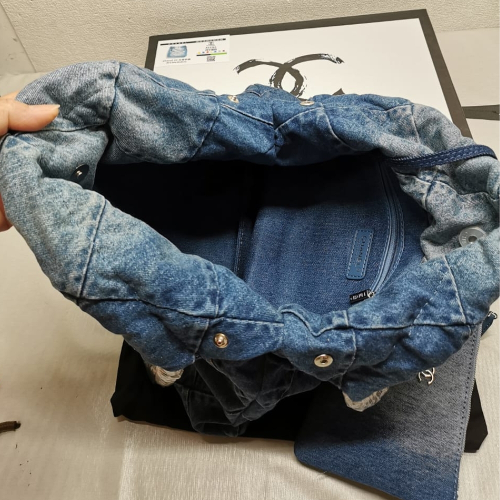 Chanel 22 Handbag Washed Denim Blue 41Cm AS3261 B10439 NM981 - Image 7
