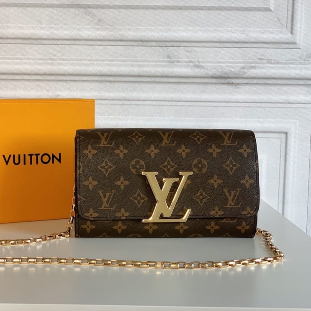 Louis Vuitton Pochette Louise Chain Monogram Canvas Brown 23Cm - Image 9