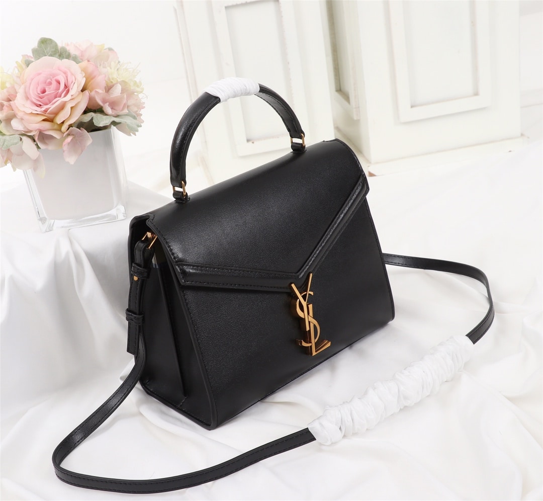 SAINT LAURENT CASSANDRA MEDIUM TOP HANDLE BAG BLACK GOLD 24CM 623931BOW0W1000 - Image 3