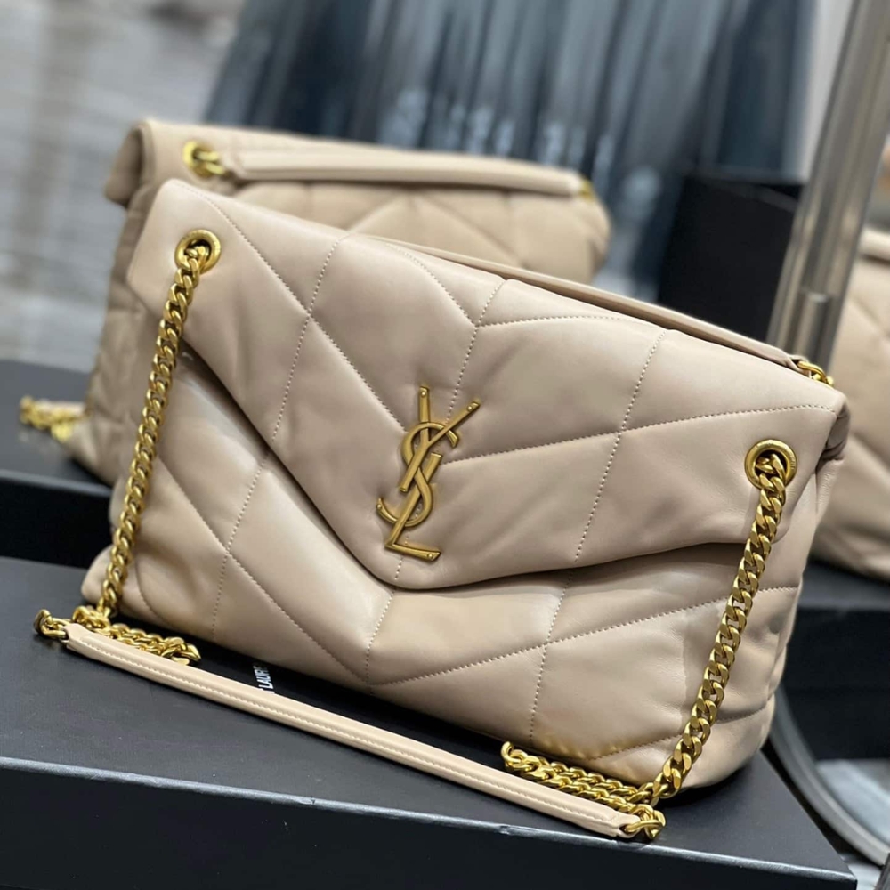 Alternative view of Saint Laurent Puffer Medium In Leather Gold Hardware Beige 35cm 5774751EL072721