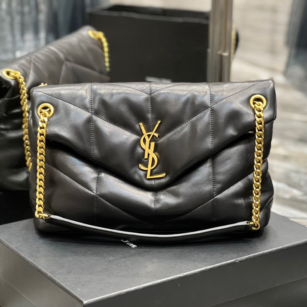 Alternative view of Saint Laurent Puffer Medium In Leather Gold Hardware Black 35cm 5774751EL071000