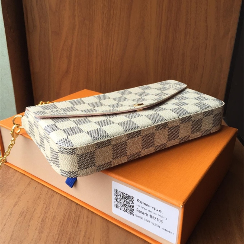 Alternative view of Louis Vuitton Félicie Pochette Damier Azur Canvas Pink 21cm N63106