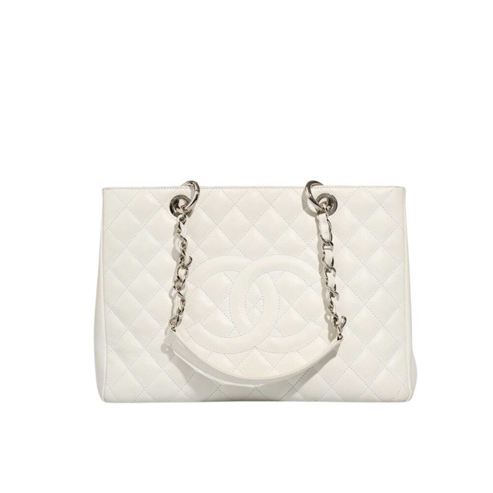 CHANEL BOLSA GRAND TOTE GOLD HARDWARE WHITE 33CM