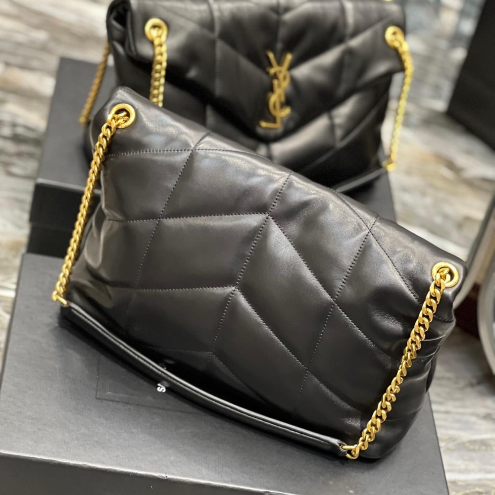 Saint Laurent Puffer Medium In Leather Gold Hardware Black 35cm 5774751EL071000 - Image 6