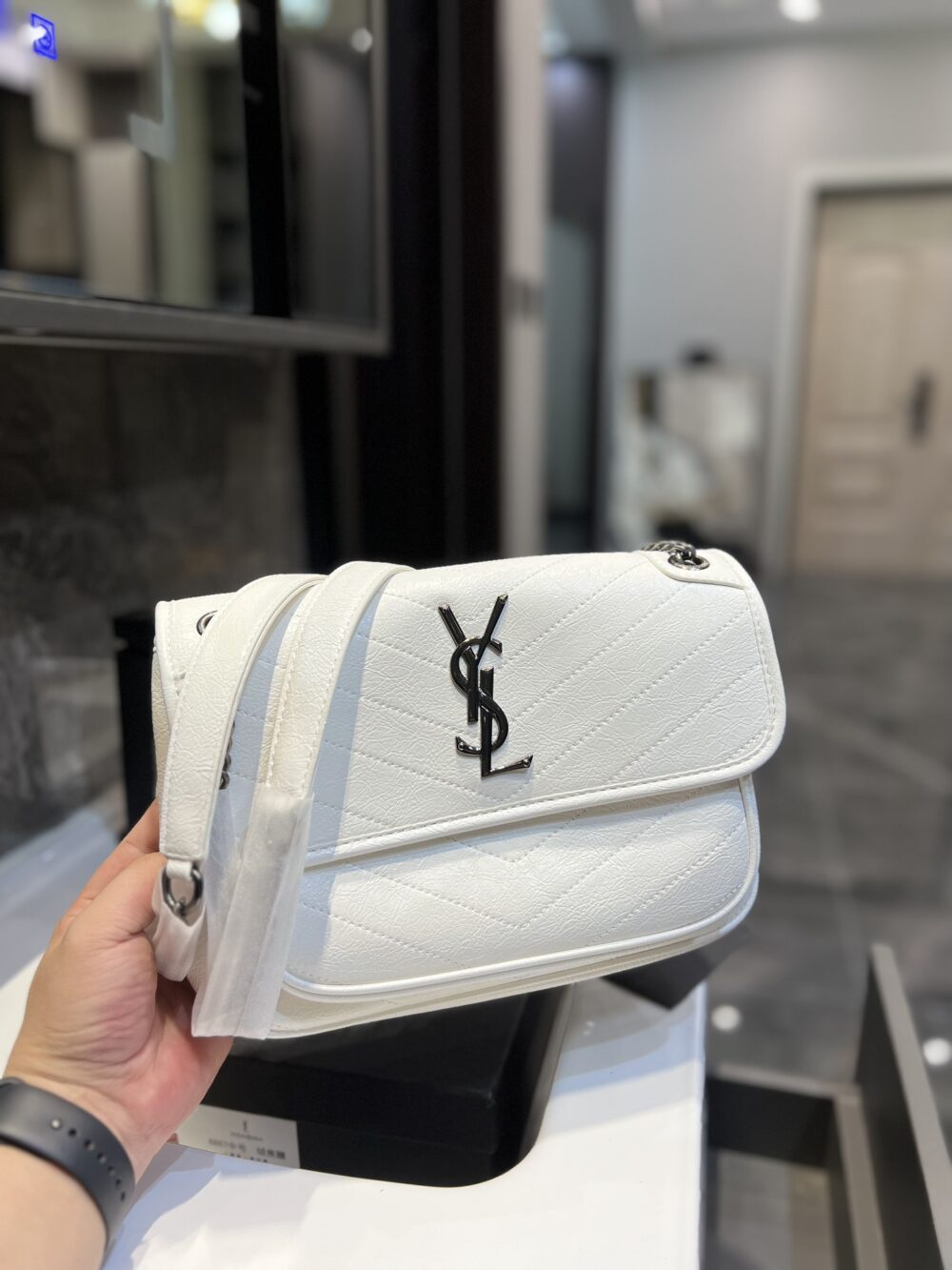 SAINT LAURENT NIKI BABY CHAIN BAG IN WHITE 6331601EL079207 - Image 3