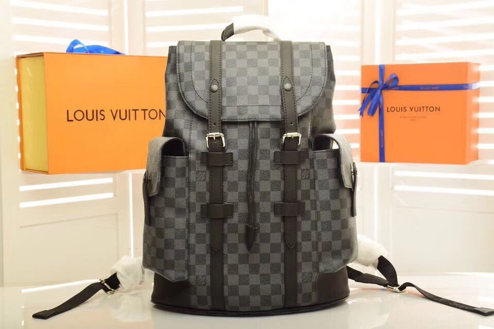 Alternative view of LOUIS VUITTON CHRISTOPHER MM BACKPACK DAMIER GRAPHITE CANVAS BLACK 44CM N41379