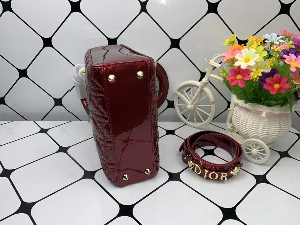 Alternative view of DIOR MEDIUM LADY BLUSH CANNAGE BAG SHINY DARK RED 20CM