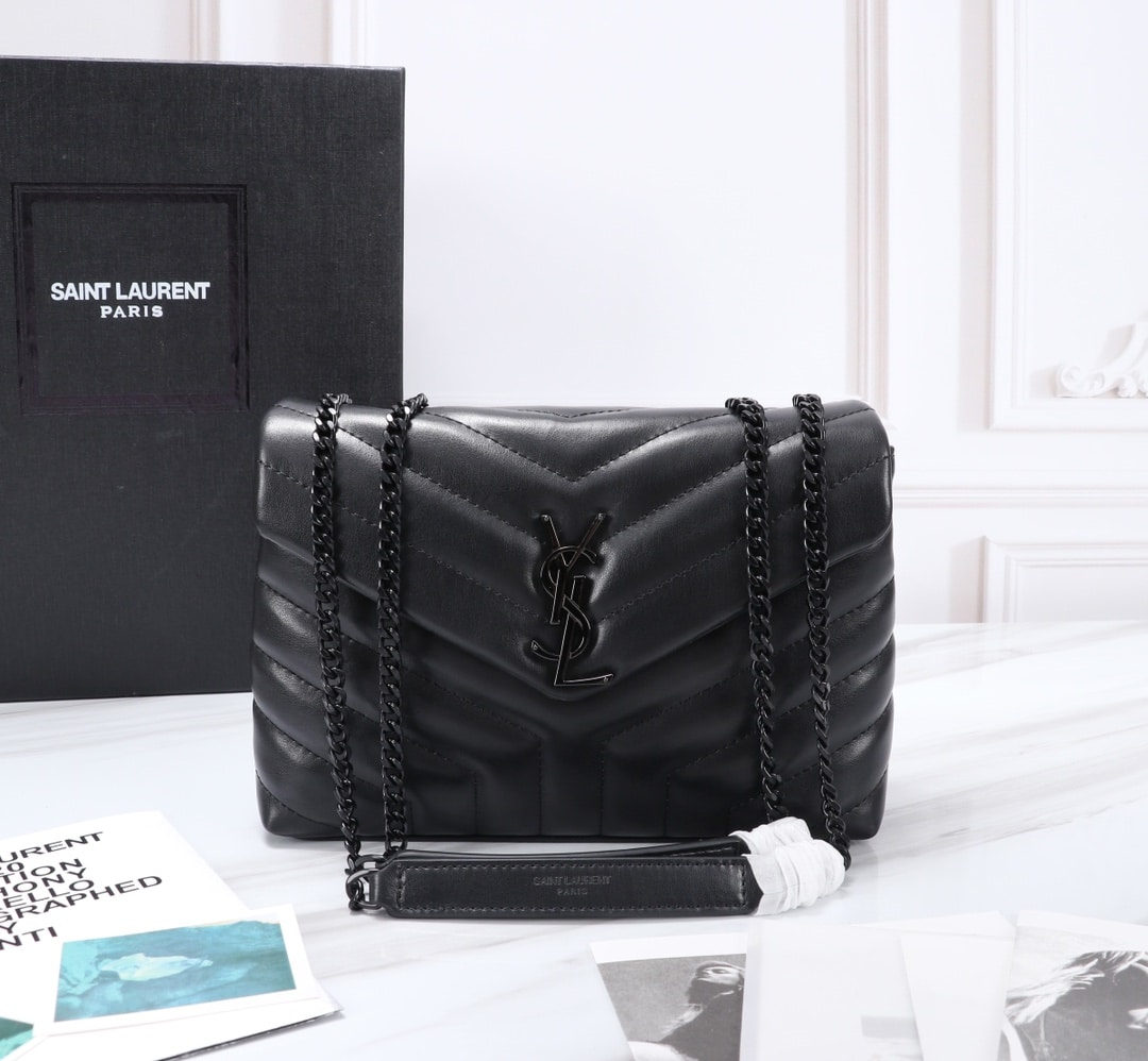 SAINT LAURENT LOULOU SMALL CHAIN BAG IN MATELASSÉ Y BLACK NOIR 23CM 494699DV7281000 - Image 10