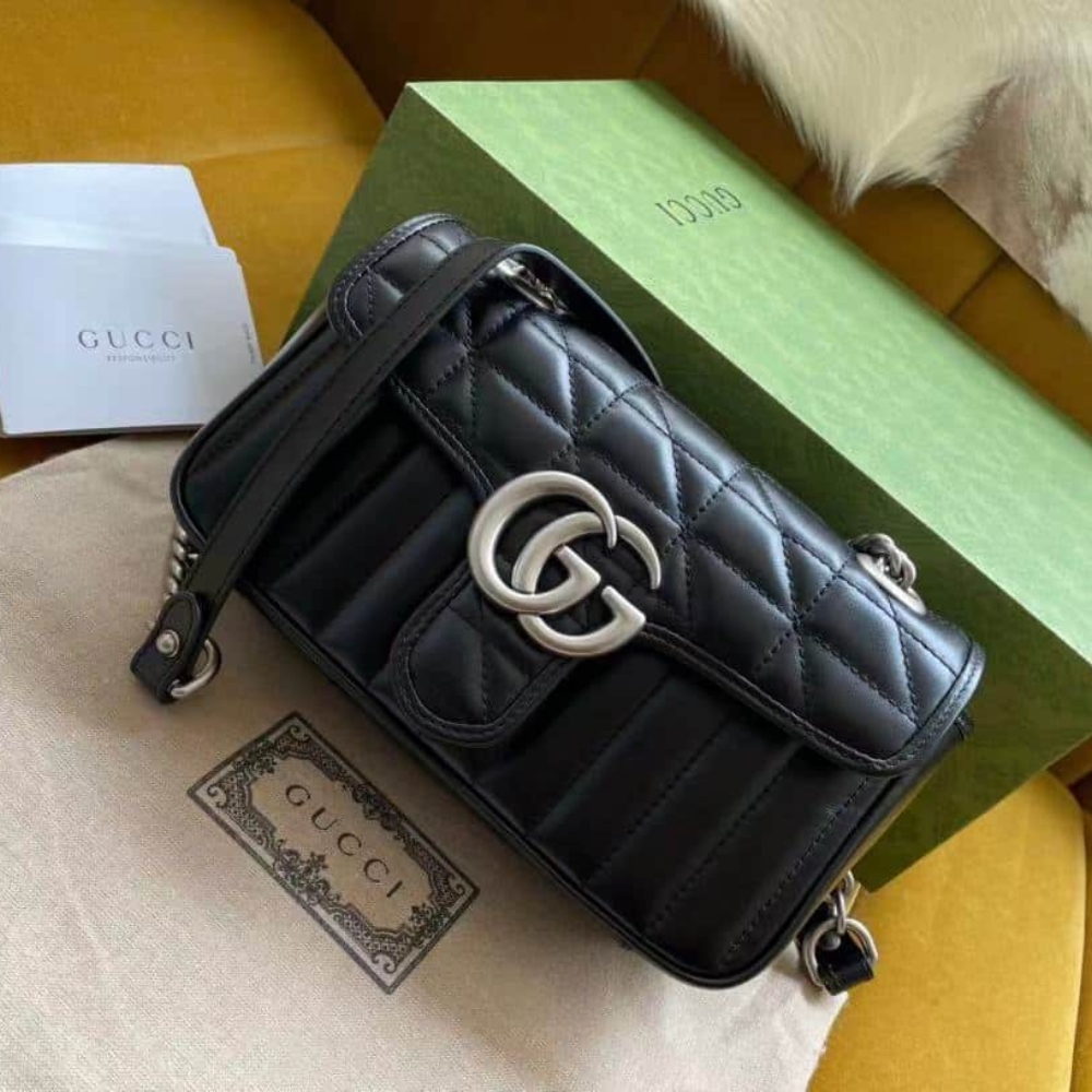 Alternative view of GUCCI GG MARMONT MINI SHOULDER BAG BLACK 22CM 446744 UM8AN 1000