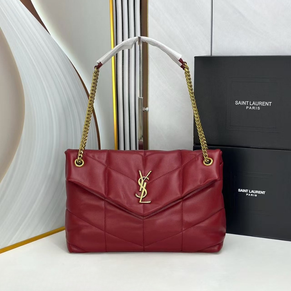 Alternative view of Saint Laurent Puffer Small In Leather Gold Hardware Red 29Cm