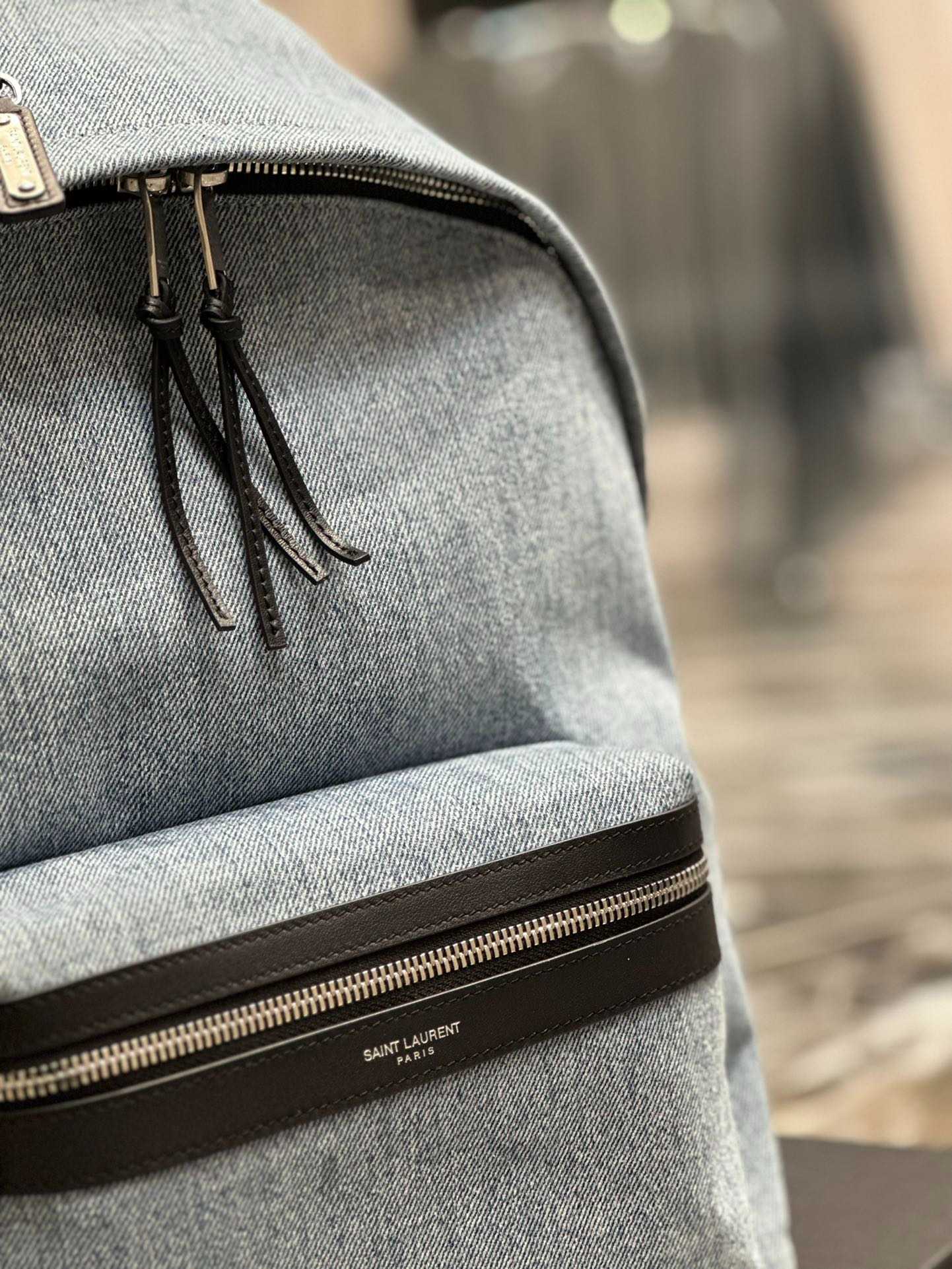 SAINT LAURENT CITY DENIM BACKPACK BAGS BLUE - Image 8