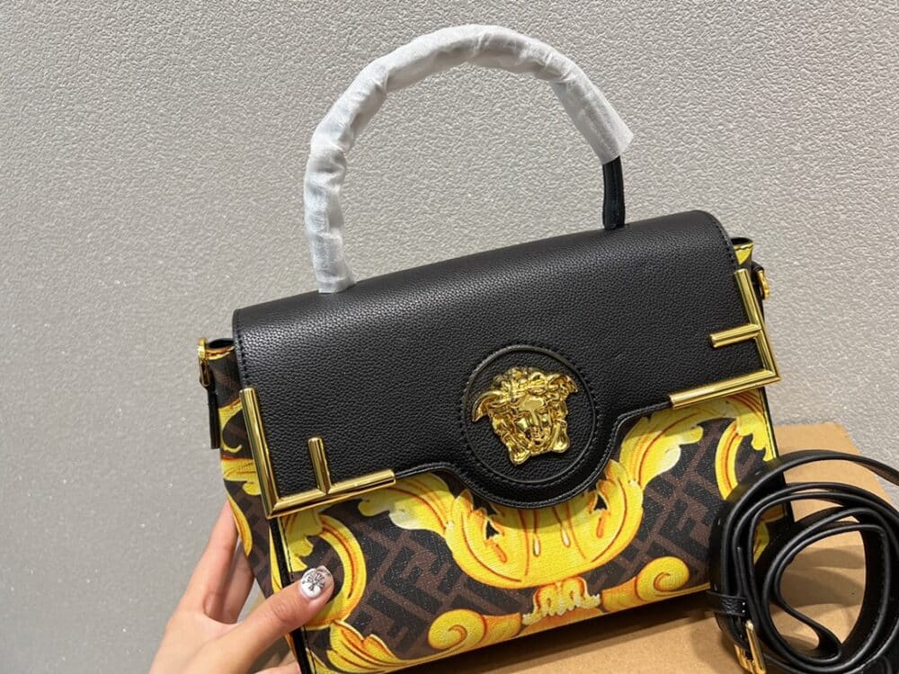 Alternative view of VERSACE X FENDI FENDACE LA MEDUSA MEDIUM HANDBAG BLACK