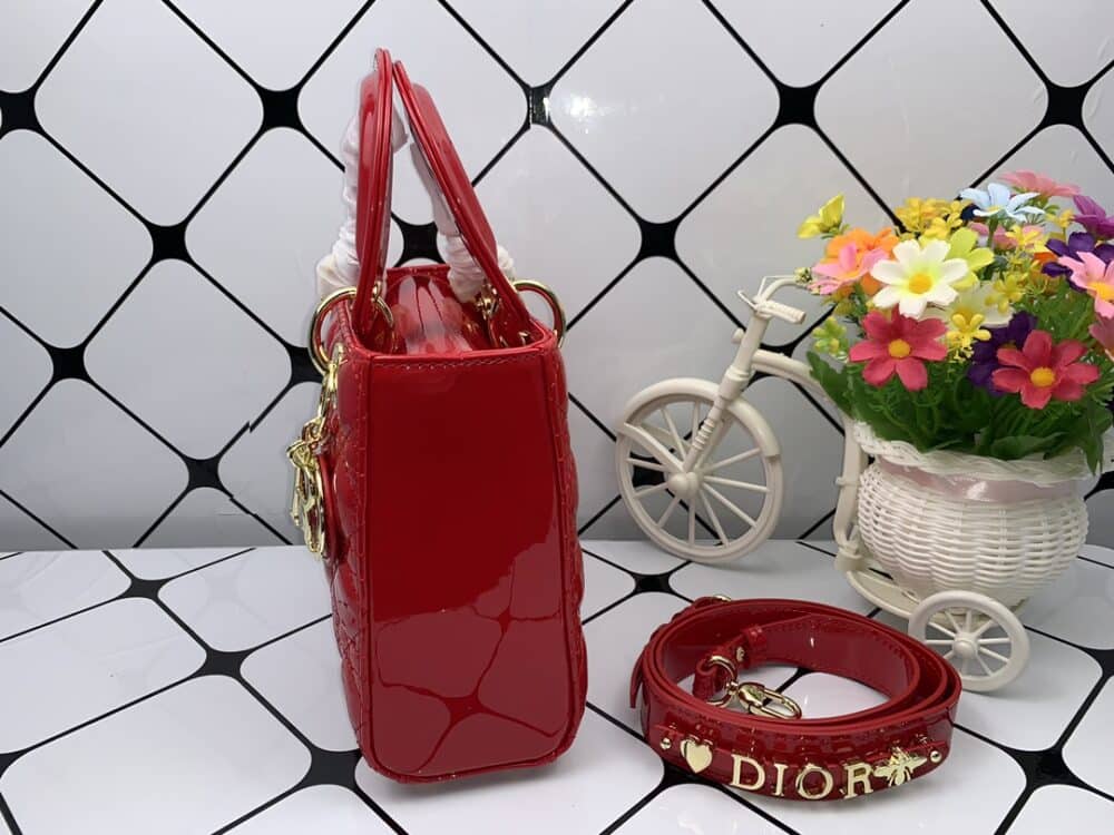 Alternative view of DIOR MEDIUM LADY BLUSH CANNAGE BAG RED 20CM