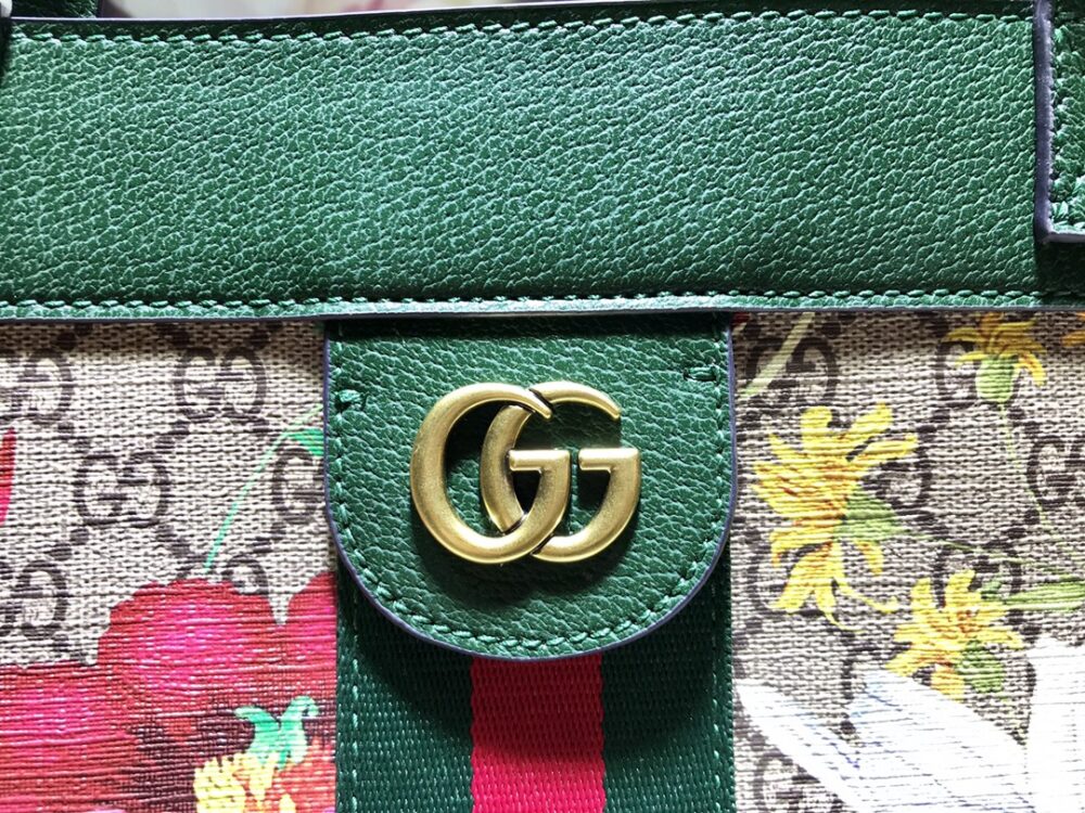 GUCCI OPHIDIA GG FLORA MEDIUM TOTE GREEN 44CM - Image 3