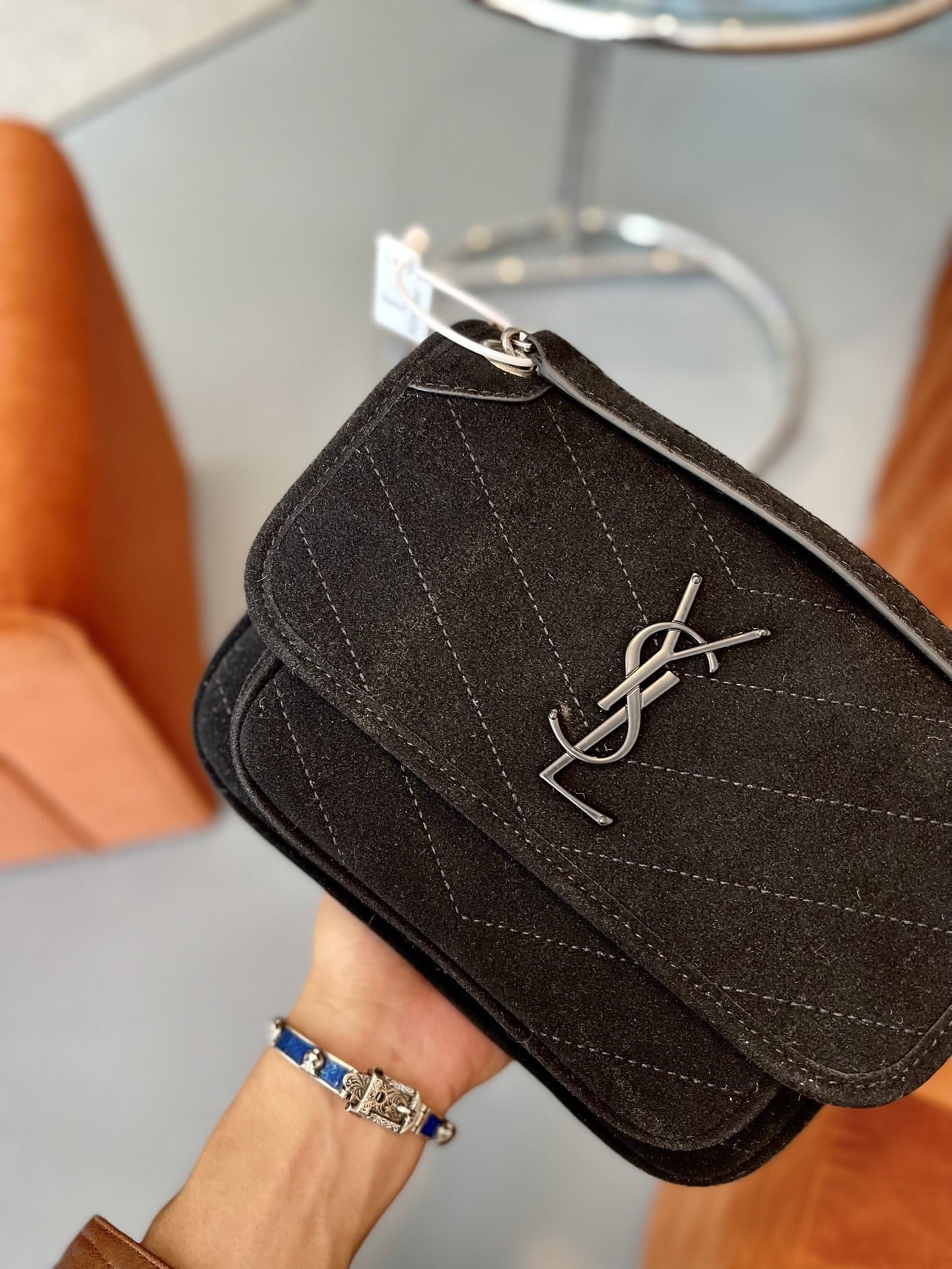 SAINT LAURENT NIKI MEDIUM QUILTED SUEDE SHOULDER BAG BLACK - Image 5