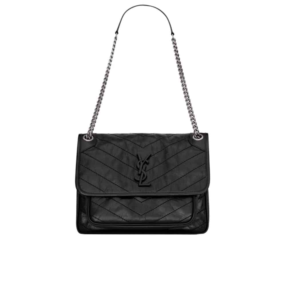 SAINT LAURENT NIKI MEDIUM IN VINTAGE LEATHER BLACK 28CM 6331580EN041000