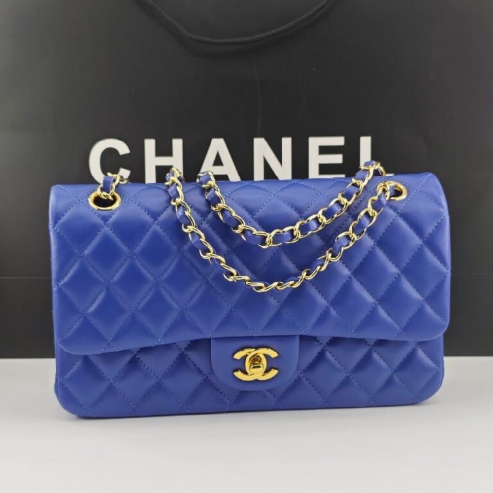 Alternative view of Chanel Classic Medium Flap Navy And Gold 25Cm