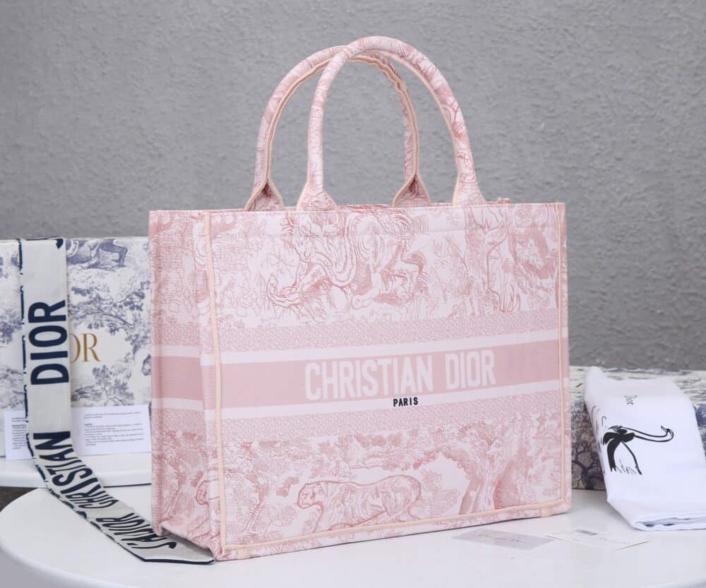 Alternative view of Dior Large Book Tote Toile de Jouy Embroidery Pink 42cm