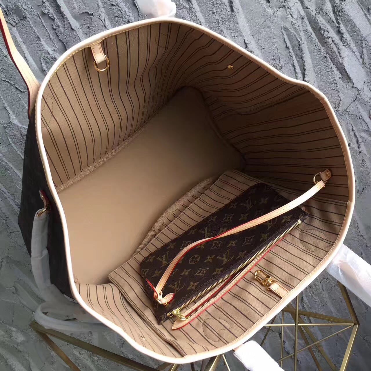 LOUIS VUITTON NEVERFULL GM MONOGRAM BEIGE 39CM M40990 - Image 5