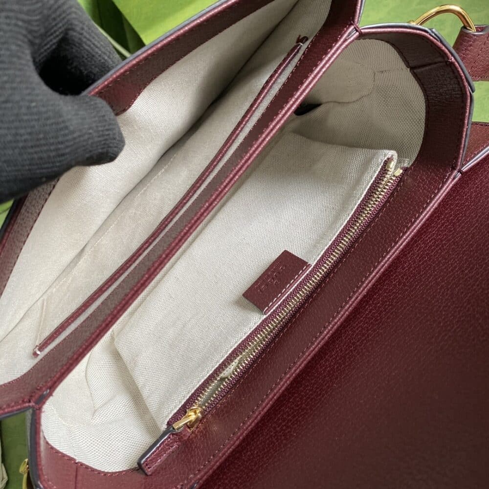GUCCI HORSEBIT 1955 ORIGINAL GG SHOULDER BAG BURGUNDY 25CM 602204 9Y9NG 9865 - Image 4