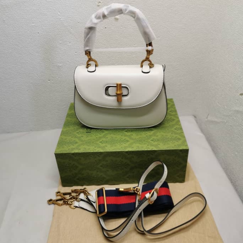 Alternative view of GUCCI BAMBOO 1947 SMALL BAG 21CM WHITE 675797 10ODT 8454