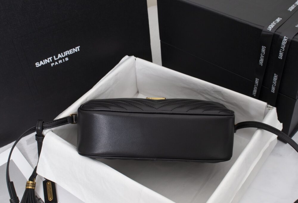 SAINT LAURENT LOU CAMERA BAG IN QUILTED BLACK GOLD LEATHER 23CM 612544DV7071000 - Image 6