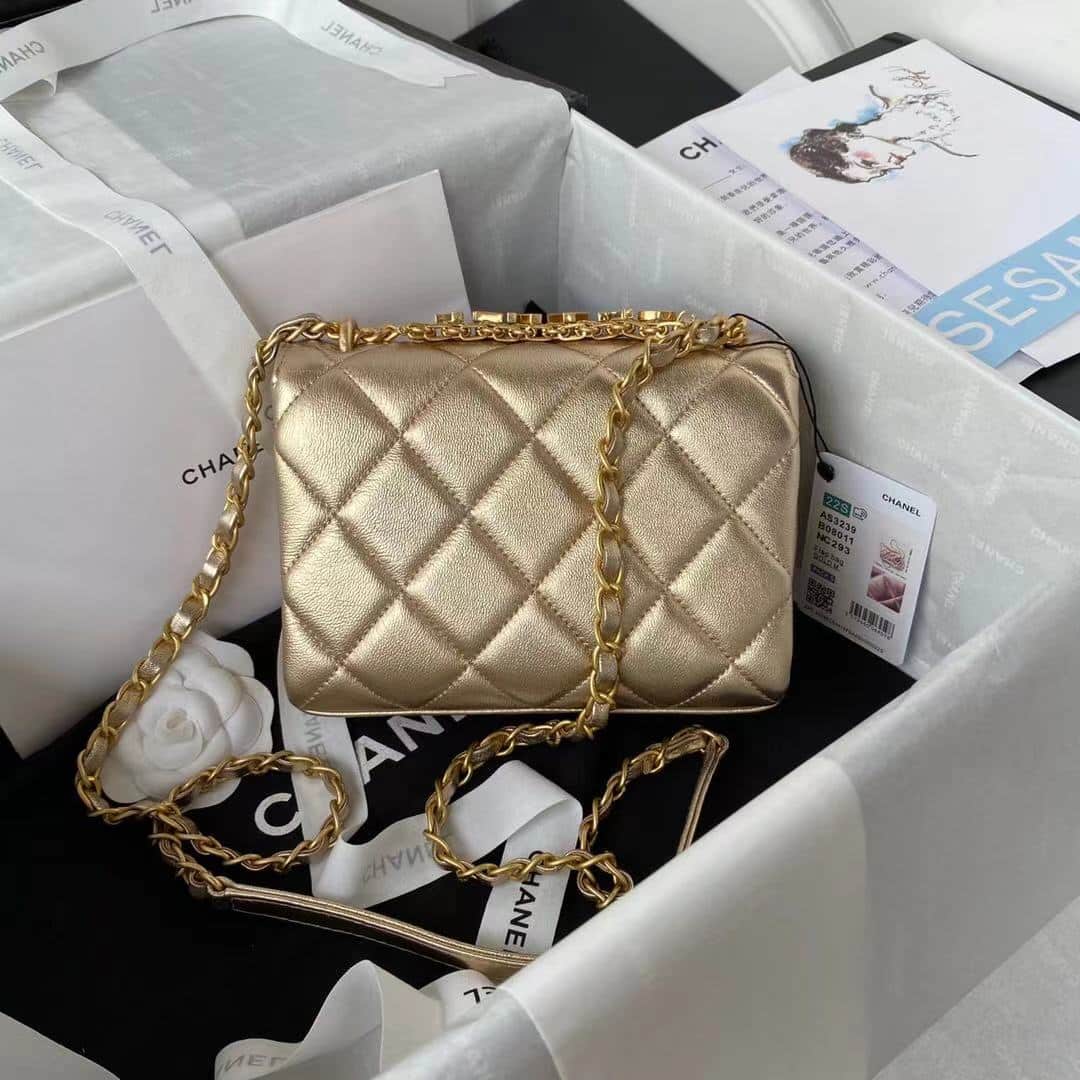 CHANEL MINI FLAP BAG GOLD AS3239 - Image 2