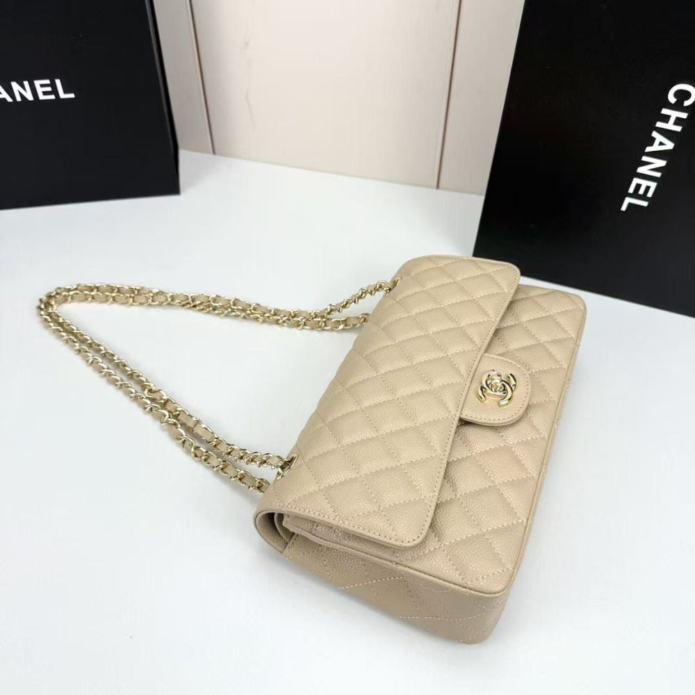 Chanel Medium Classic Double Flap Bag Beige 25Cm A01113 Y04059 NZG77 - Image 6