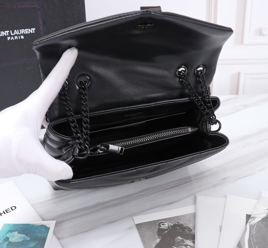 SAINT LAURENT LOULOU SMALL CHAIN BAG IN MATELASSÉ Y BLACK NOIR 23CM 494699DV7281000 - Image 8